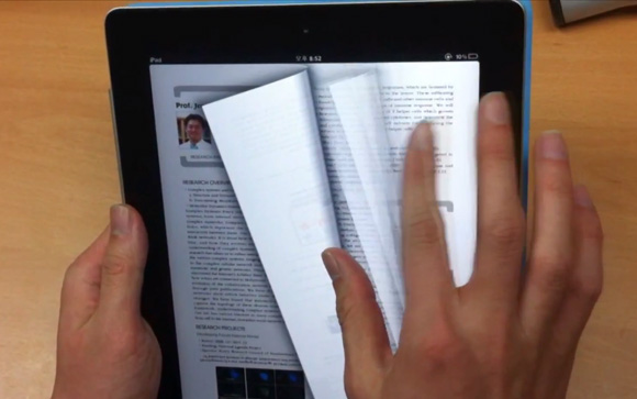 turning pages of iPad