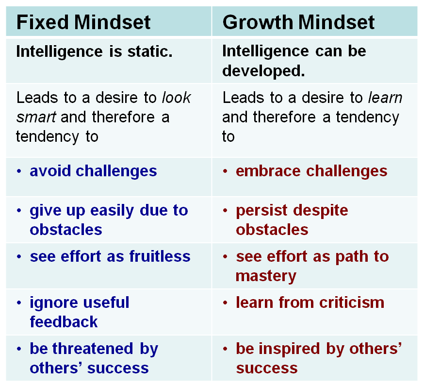 Fixed And Growth Mindset 