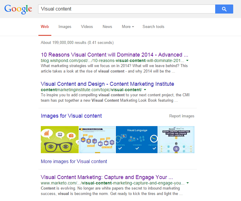 Visual Content Search results