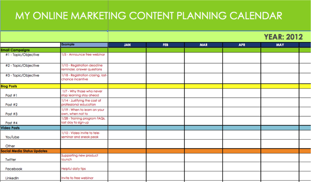 Content Marketing Calendar