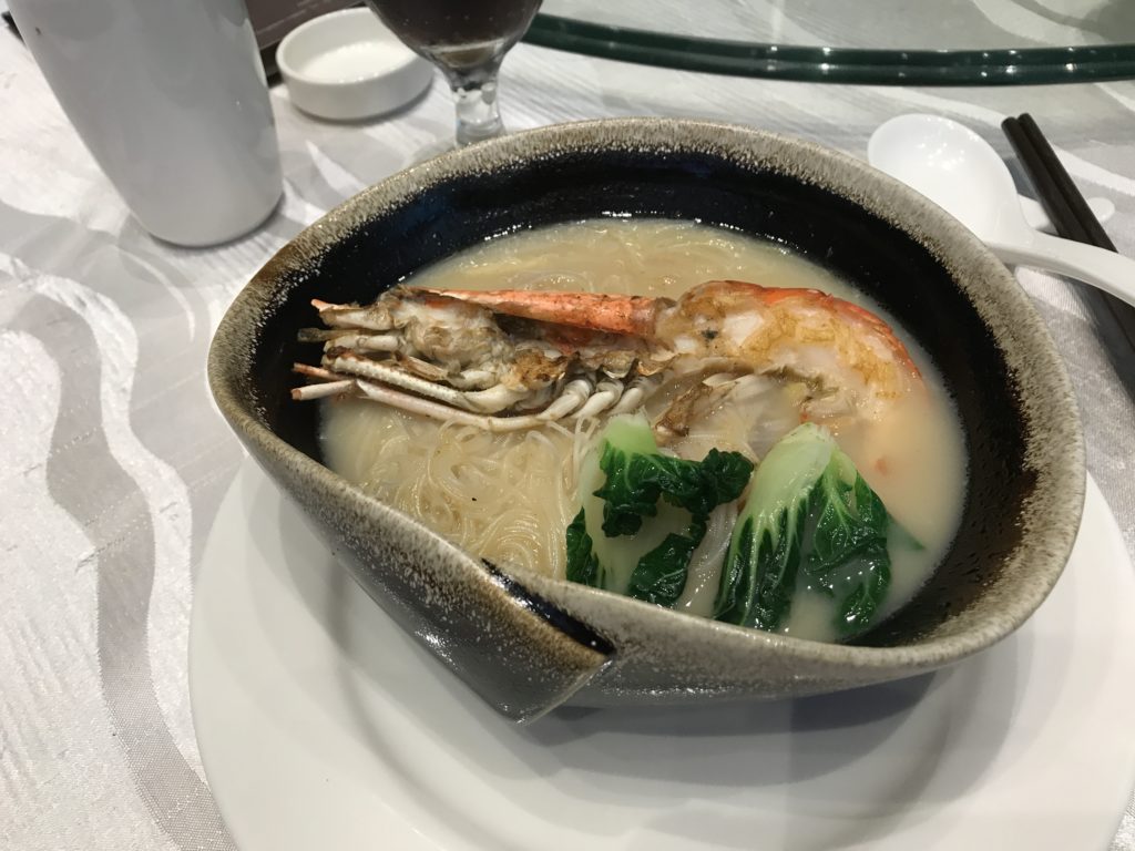 Rice Vermicelli Hot Pot with Baby Abalone Sea-Cucumber King Prawn Crispy Fish