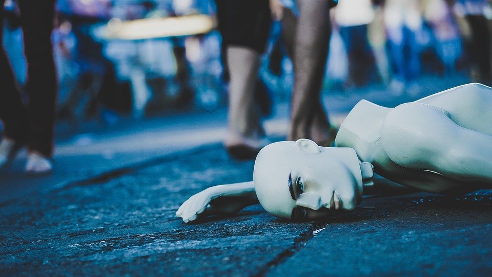 Mannequin, Lying Down, Street, Dead, Ignoring, Uncaring
